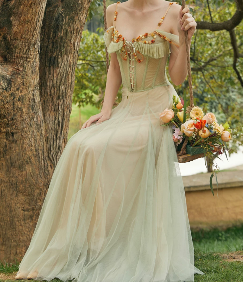 Robe de bal de princesse bustier à volants en satin long, robe de soirée C8117