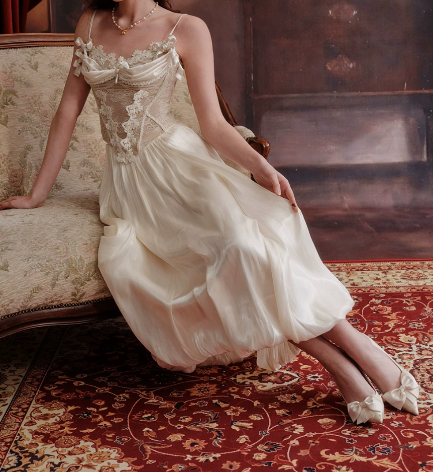 Robe de bal de princesse bustier à volants en satin long, robe de soirée C8117