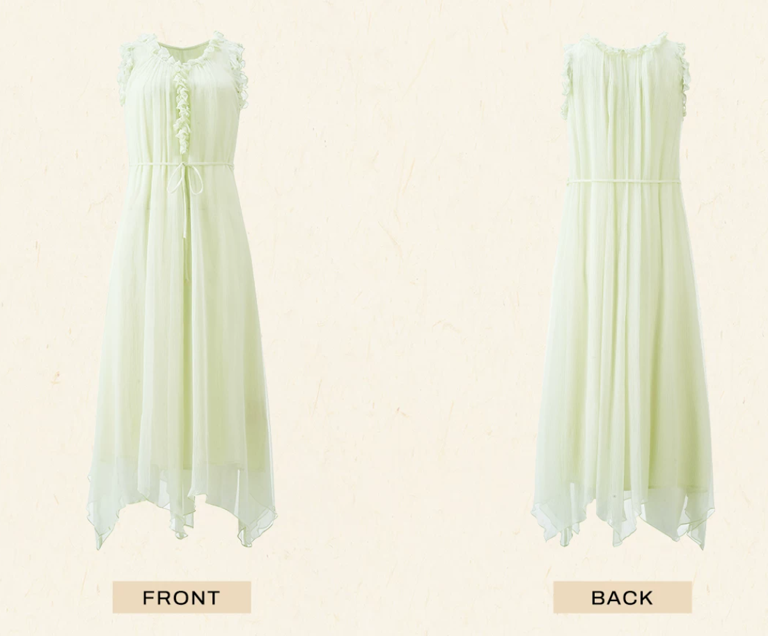 Flowy V Neck Ruffles Prom Dress With Lining Green A-Line Evening Dress C8690