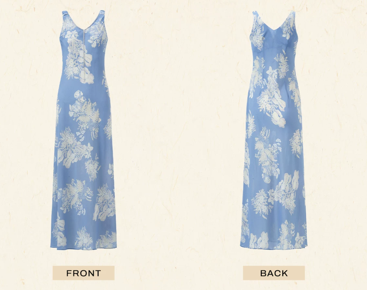 Trendy Beaded V Neck Prom Dress Blue Floral Sheath Evening Dress C8691