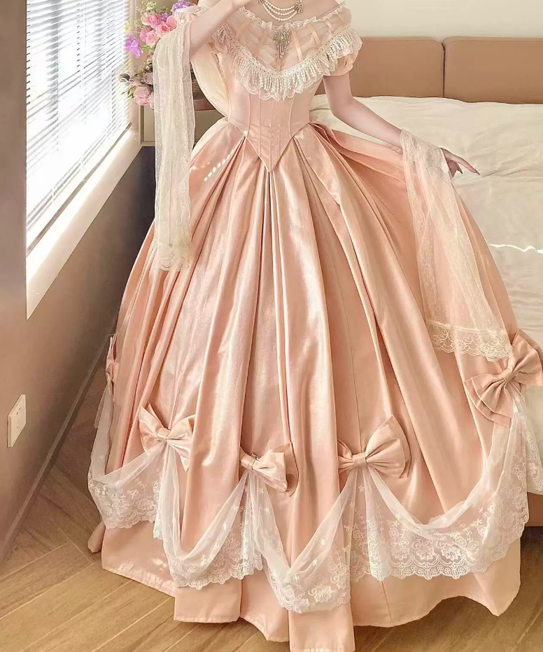 Robe de bal de princesse bustier à volants en satin long, robe de soirée C8117
