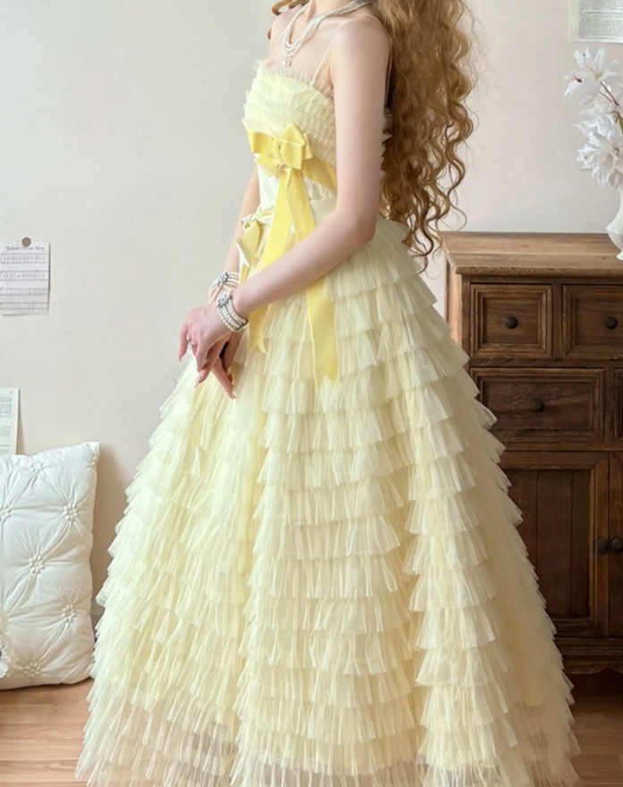 Robe de bal de princesse bustier à volants en satin long, robe de soirée C8117