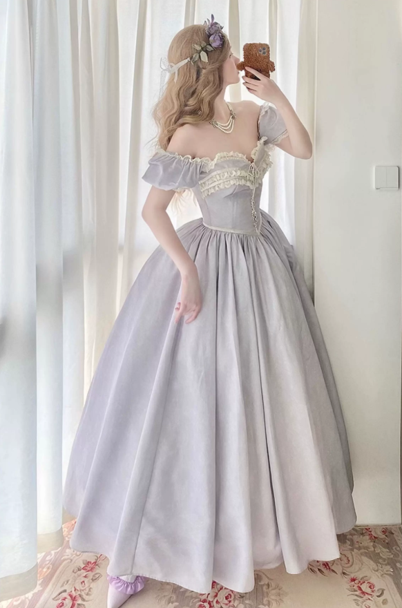 Robe de bal de princesse bustier à volants en satin long, robe de soirée C8117