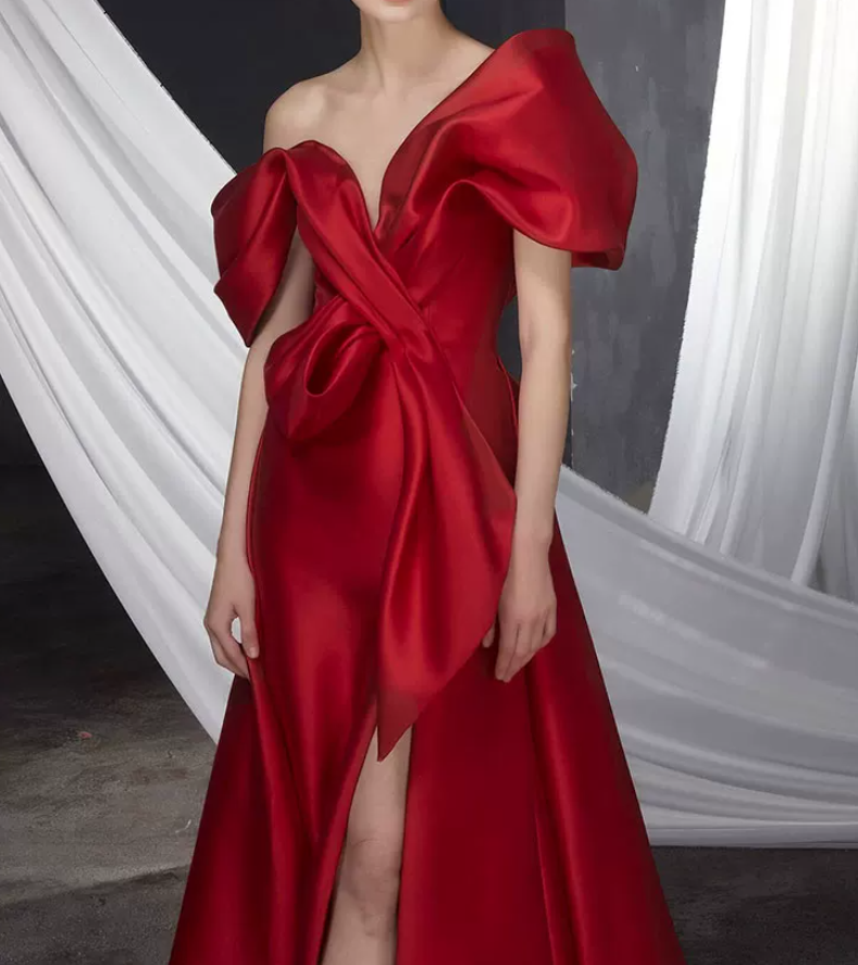 Robe de bal de princesse bustier à volants en satin long, robe de soirée C8117