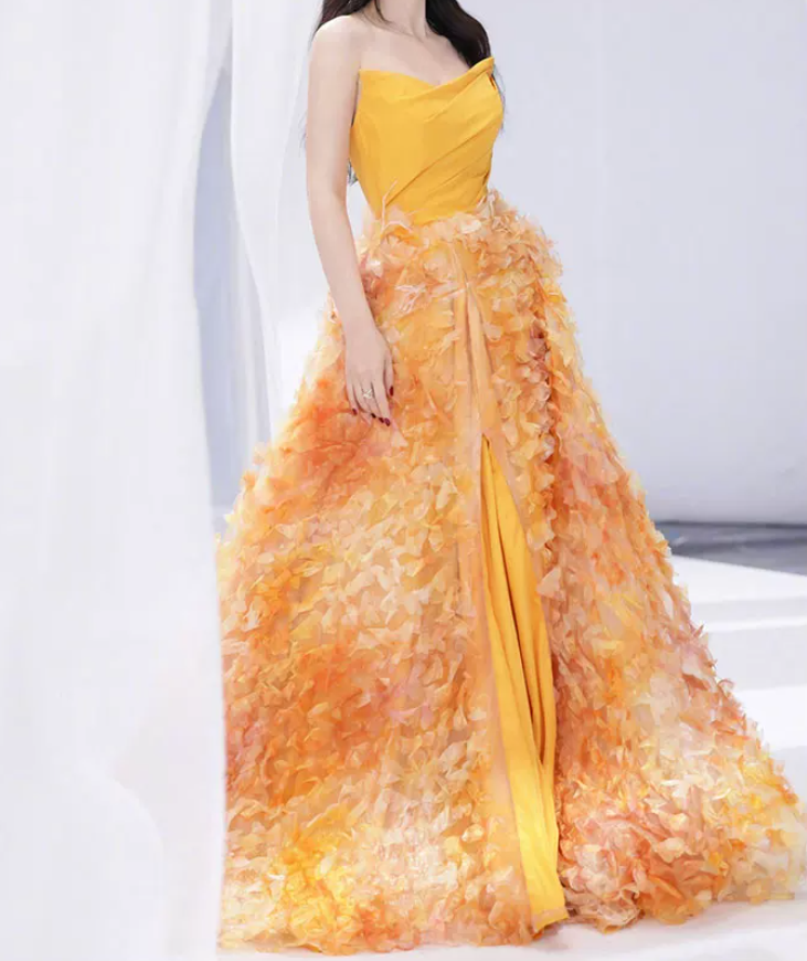 Robe de bal de princesse bustier à volants en satin long, robe de soirée C8117