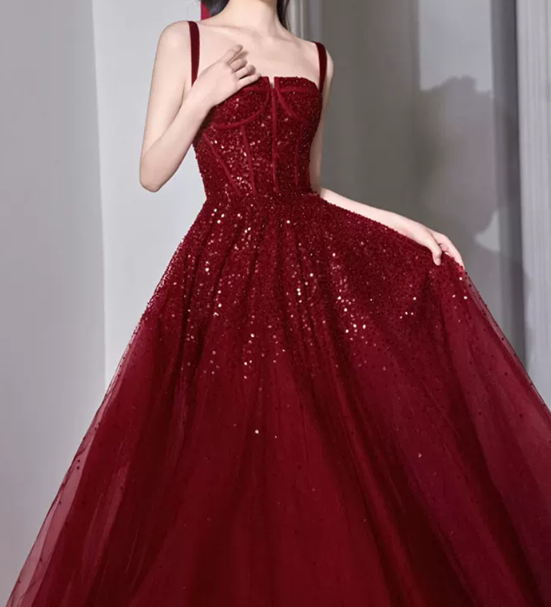 Robe de bal de princesse bustier à volants en satin long, robe de soirée C8117