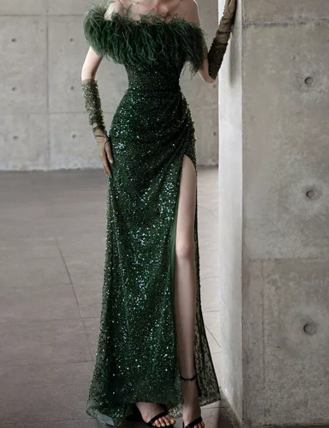 Robe de bal de princesse bustier à volants en satin long, robe de soirée C8117