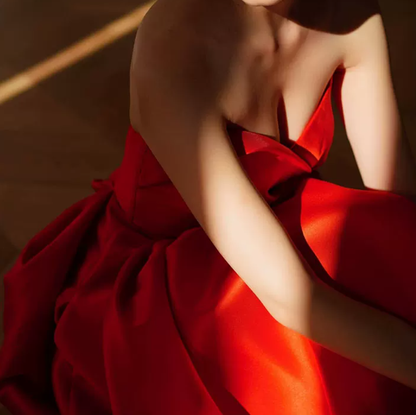 Simple Strapless Red Homecoming Dress Satin Birthday Dress C8995