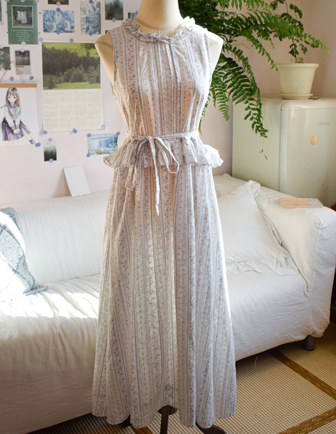 Chic Jewel Neck Pastel Blue Prom Dress Floral Ruffles A-Line Evening Dress C9191