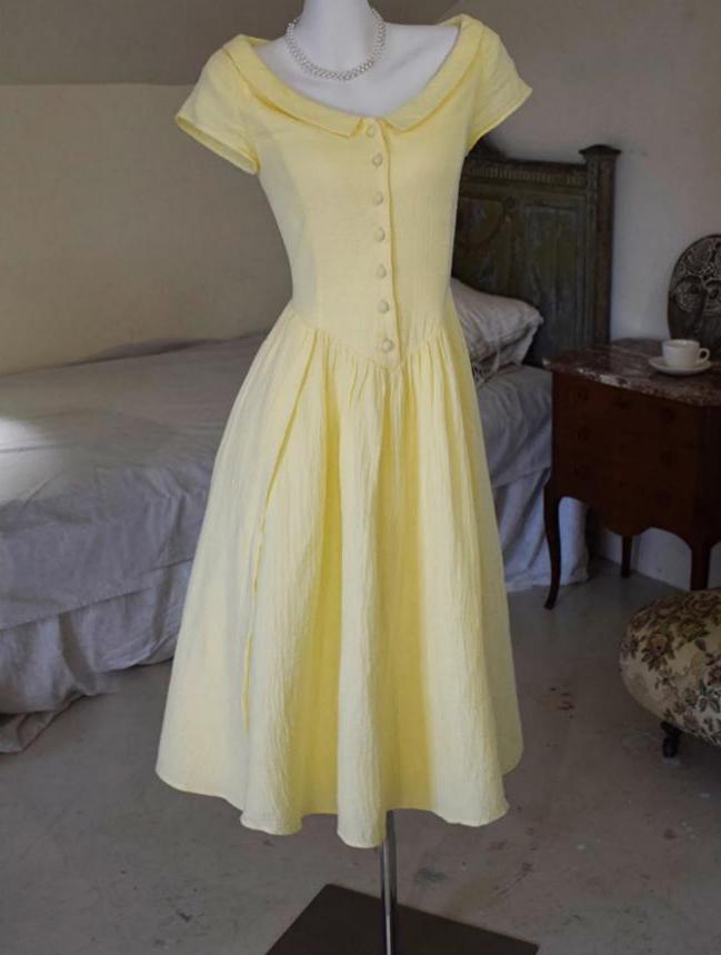 Cute Jewel Neck Yellow Homecoming Dress Short Sleeve A-Line Party Dress C9193