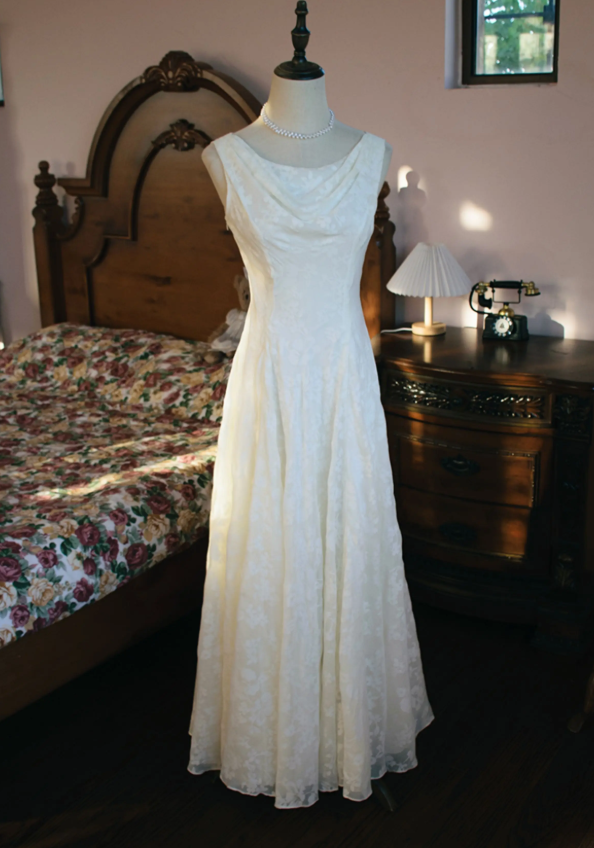 Trendy Ruched Neck Wedding Dresses Floral A-Line Bridal Dress C9207