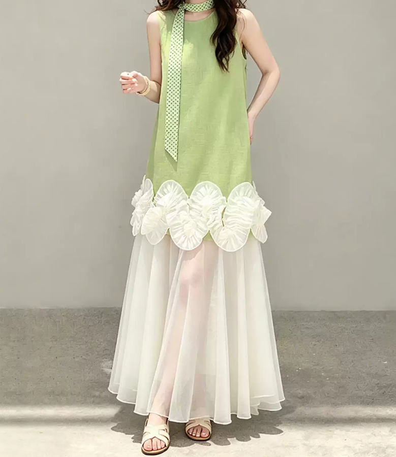 Trendy Jewel Neck Green Prom Dress Ruffles A-Line Evening Dress C9235