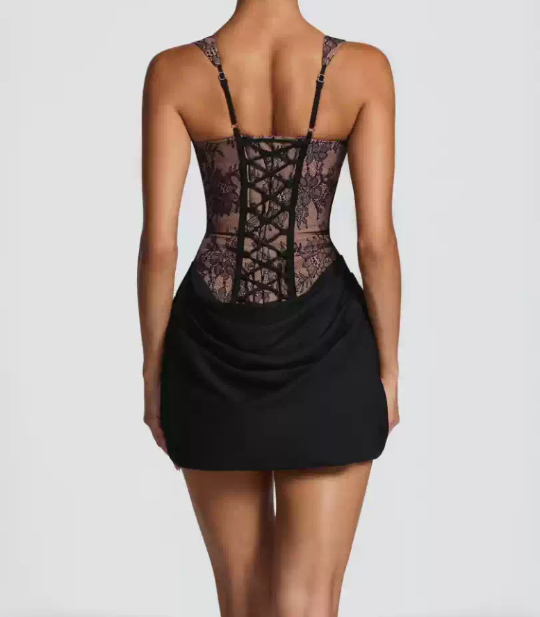 Alluring Spaghetti Strap Homecoming Dress Lace Sheath Party Dress C9281