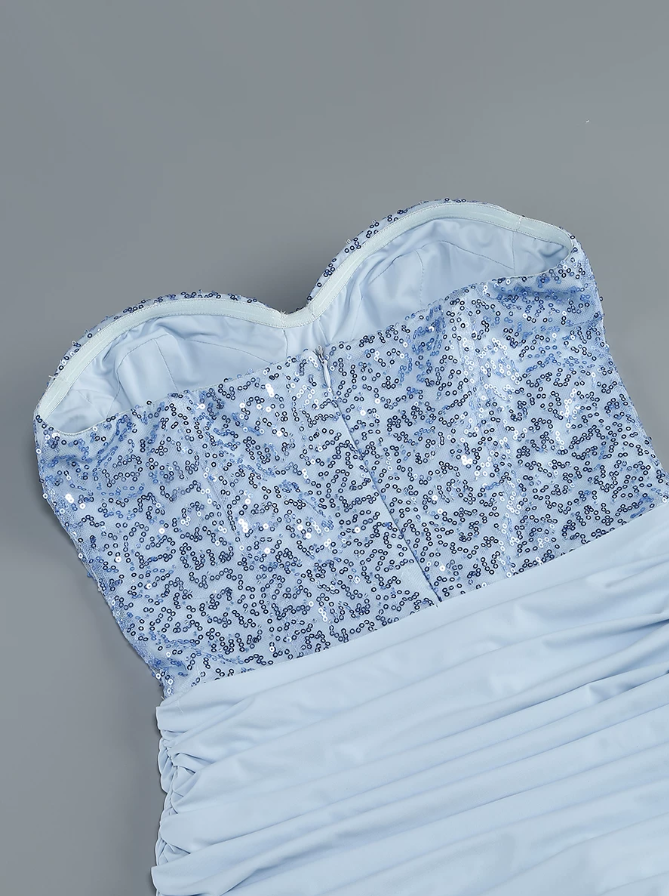 Robe de bal de princesse bustier à volants en satin long, robe de soirée C8117