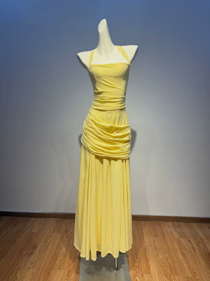 Robe de bal de princesse bustier à volants en satin long, robe de soirée C8117