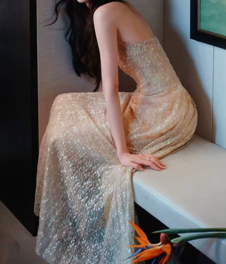 Robe de bal de princesse bustier à volants en satin long, robe de soirée C8117