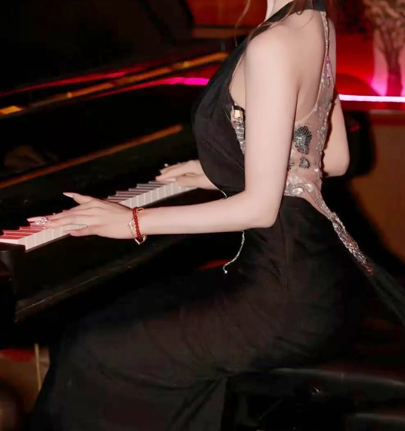 Glam Halter Neck Black Prom Dress Beading Mermaid Evening Dress C9453