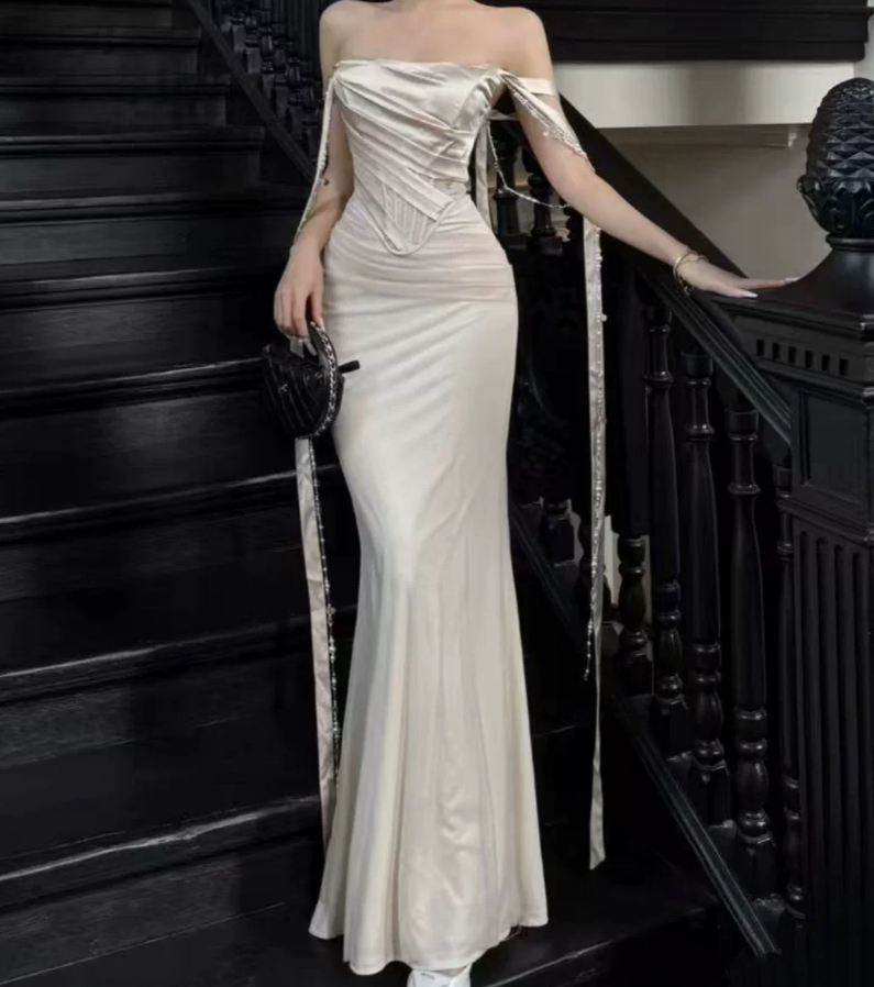 Chic Off-Shoulder Prom Dress Mermaid Evening Dress C9486