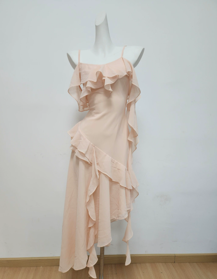 Charming Spaghetti Strap Prom Dress Ruffles Mermaid Evening Dress C9508