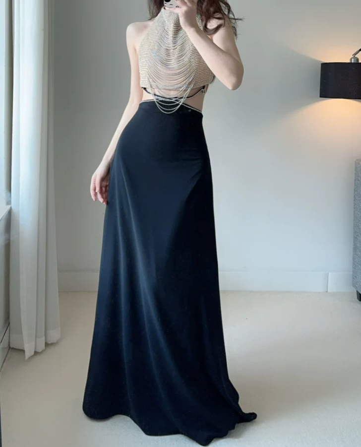 Robe de bal de princesse bustier à volants en satin long, robe de soirée C8117