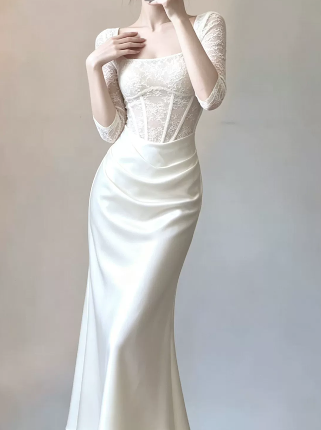 Robe de bal de princesse bustier à volants en satin long, robe de soirée C8117
