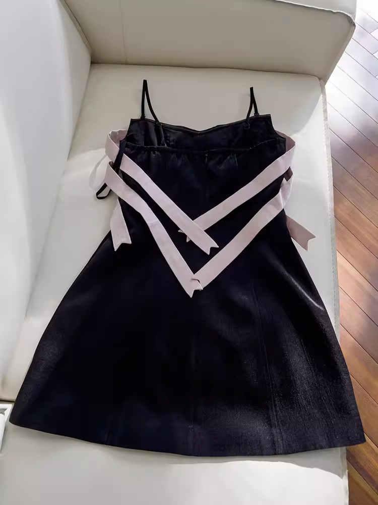 Unique une ligne bretelles satin noir robe de soirée tenues de 18e anniversaire C971