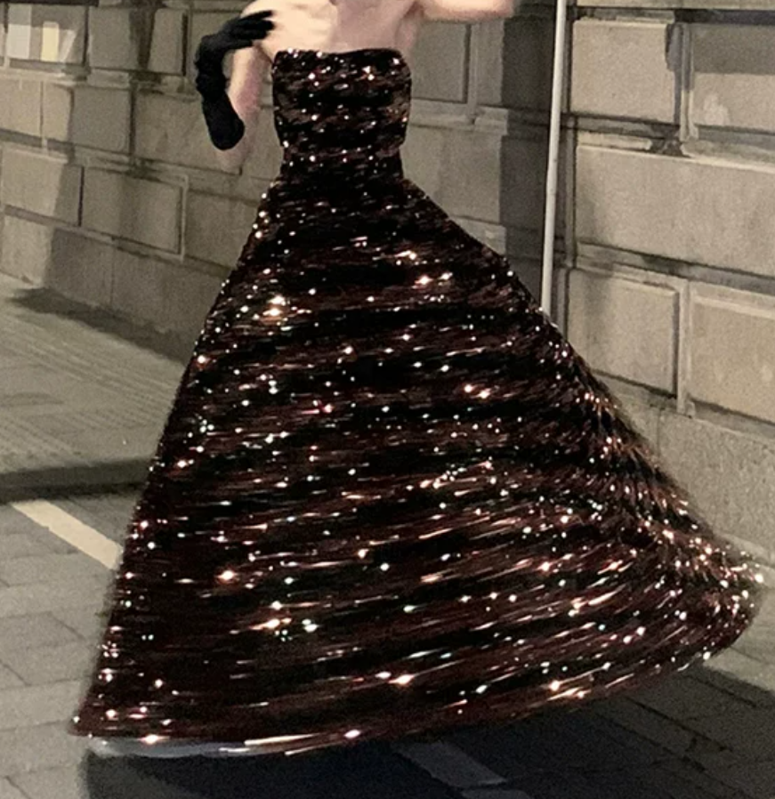 Robe de bal de princesse bustier à volants en satin long, robe de soirée C8117