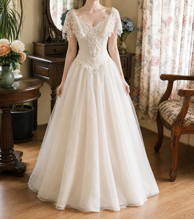 Superbe robe de mariée sirène bustier en satin et tulle, longue et en dentelle, C4563
