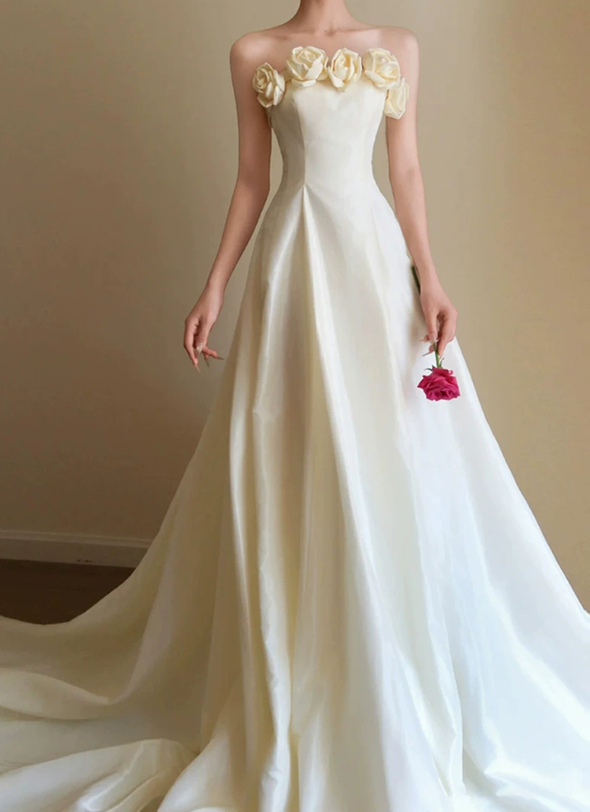 Superbe robe de mariée sirène bustier en satin et tulle, longue et en dentelle, C4563