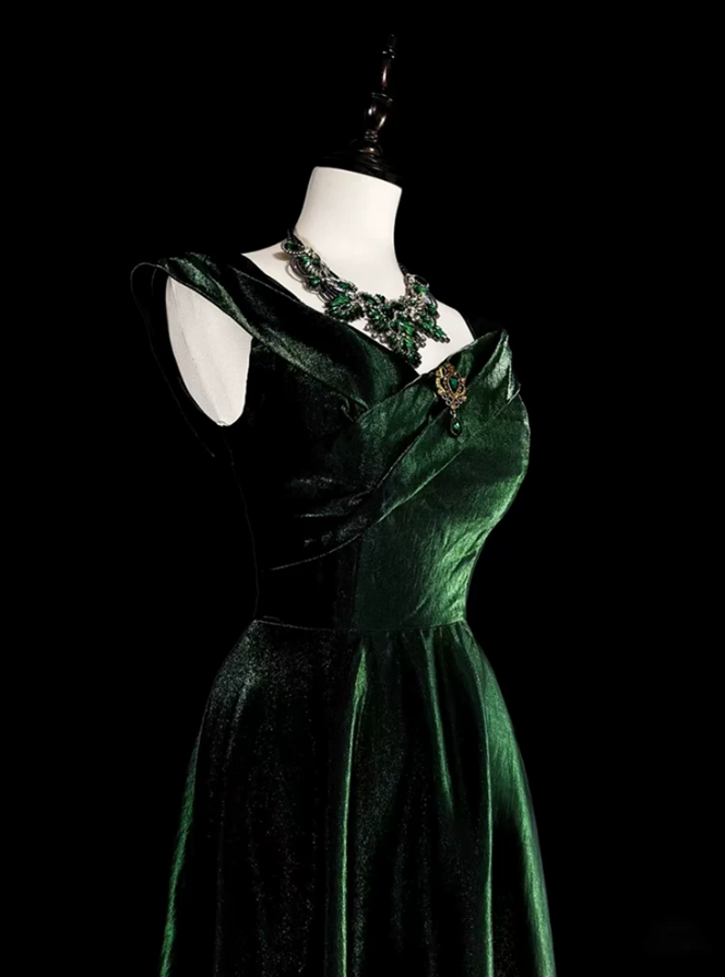Alluring Spaghetti Straps Prom Dress Green A-Line Evening Dress C9827