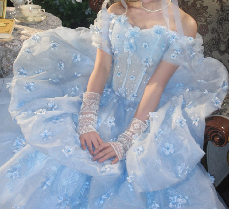 Robe de bal de princesse bustier à volants en satin long, robe de soirée C8117