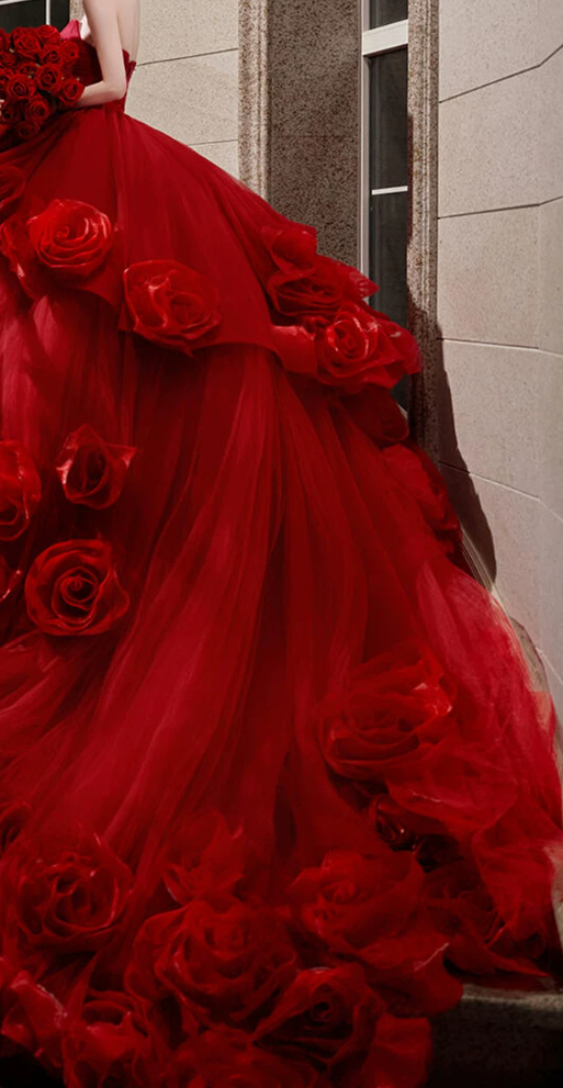 Robe de bal de princesse bustier à volants en satin long, robe de soirée C8117