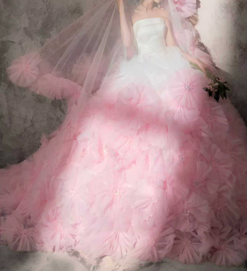 Robe de bal de princesse bustier à volants en satin long, robe de soirée C8117