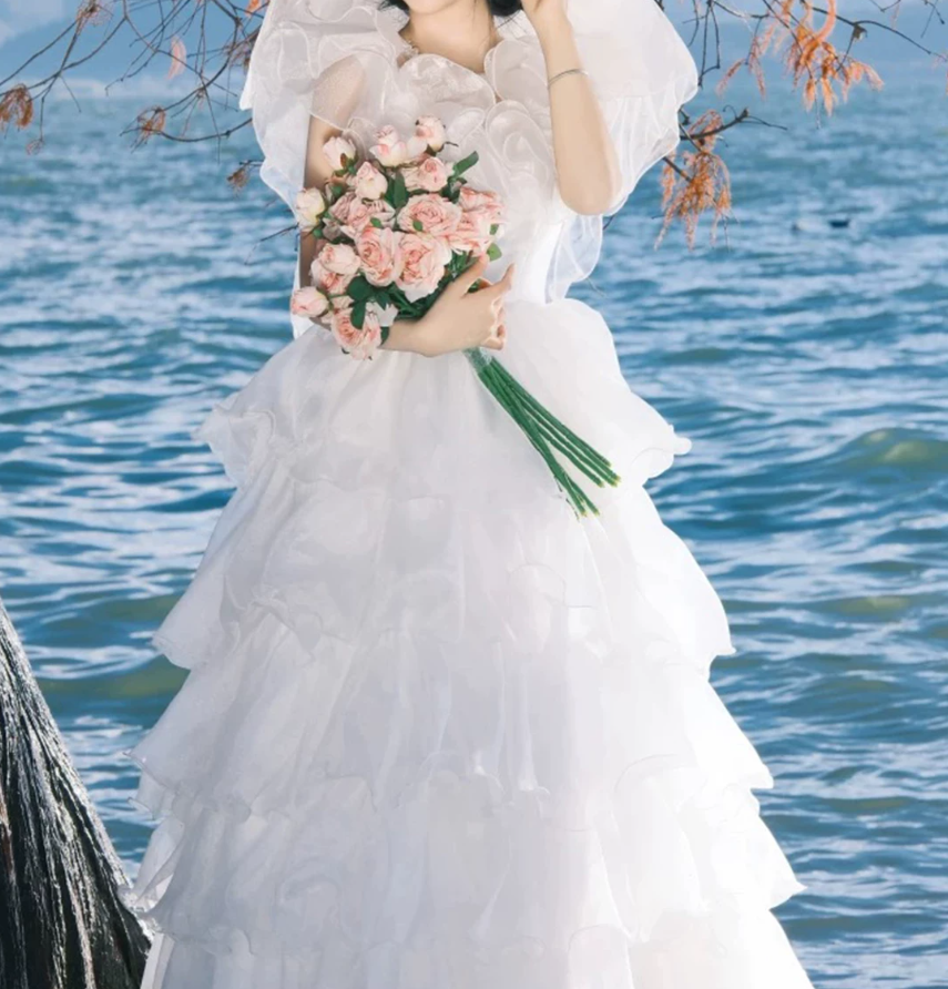 Charming Sleeveless Wedding Dresses Ruffles A-Line Bridal Dress C9977