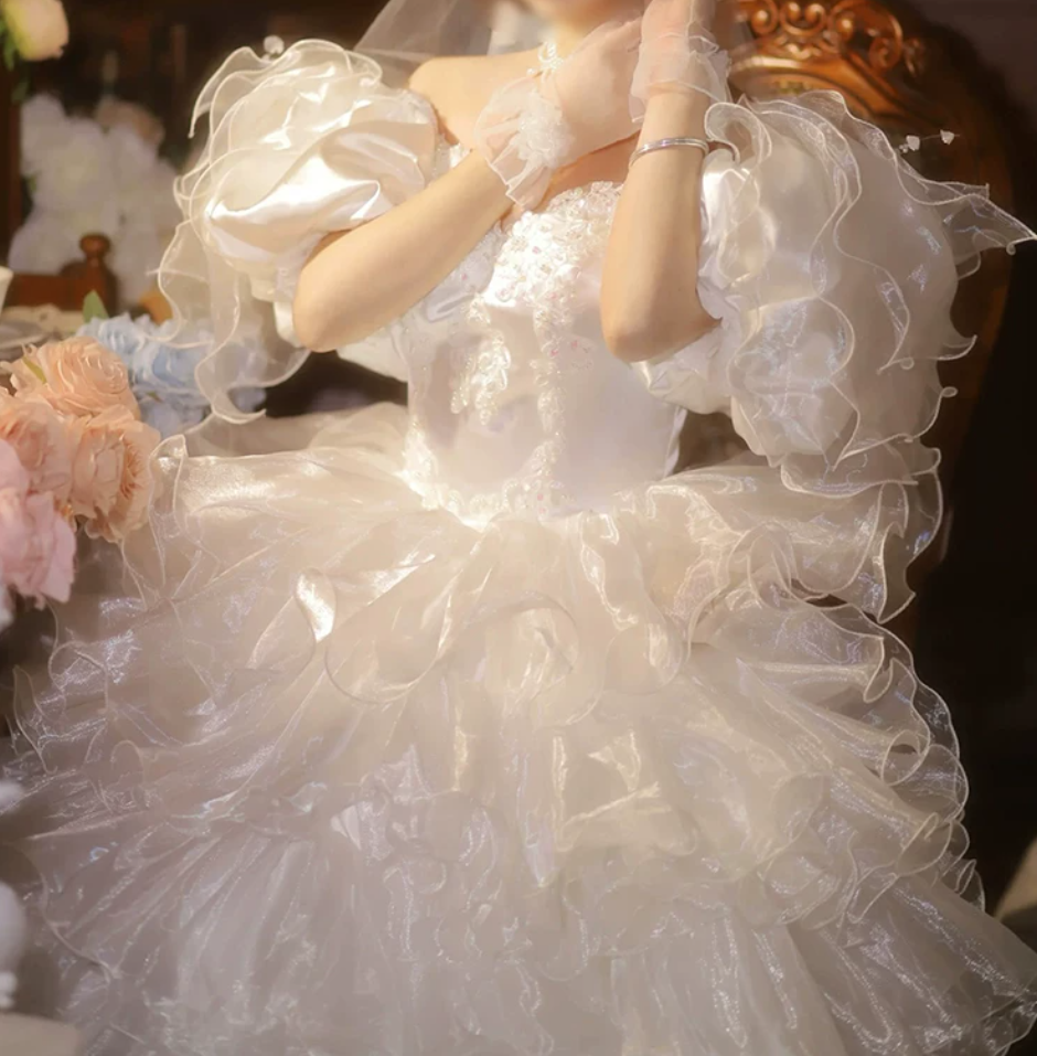 Superbe robe de mariée sirène bustier en satin et tulle, longue et en dentelle, C4563