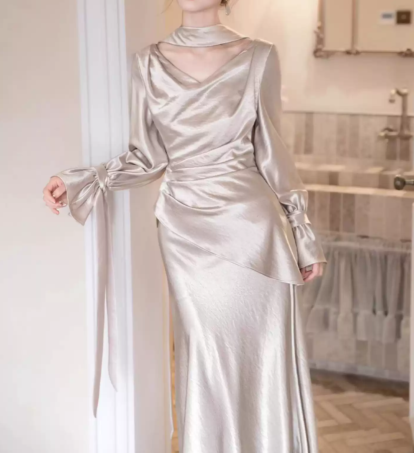 Robe de bal de princesse bustier à volants en satin long, robe de soirée C8117