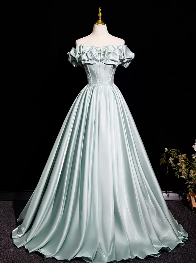 Robe de bal de princesse bustier à volants en satin long, robe de soirée C8117