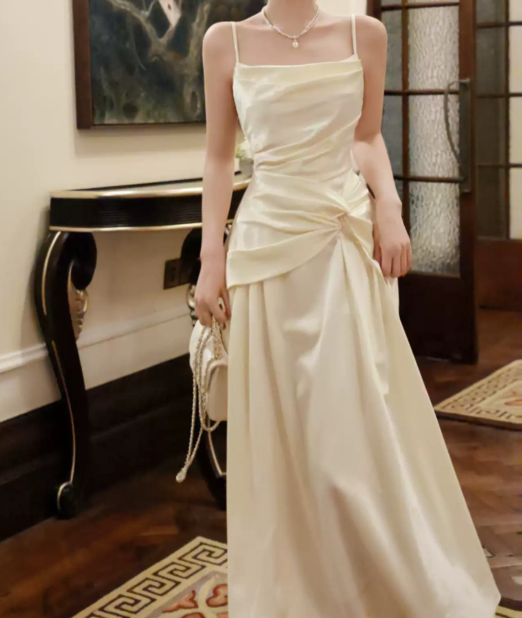 Robe de bal de princesse bustier à volants en satin long, robe de soirée C8117