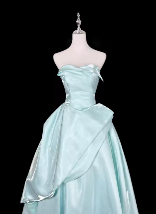 Robe de bal de princesse bustier à volants en satin long, robe de soirée C8117