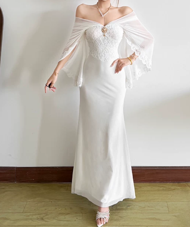 Nouvelle robe longue d'été élégante de style français pour femme C7992