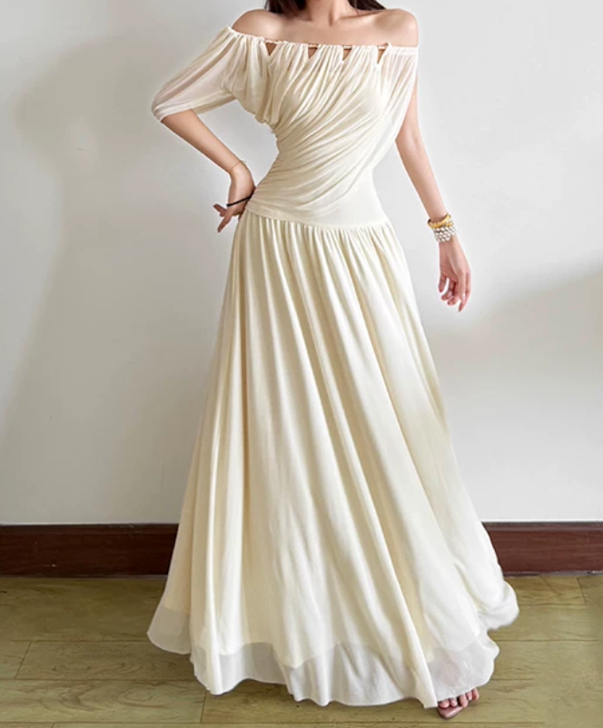 Nouvelle robe longue d'été élégante de style français pour femme C7992