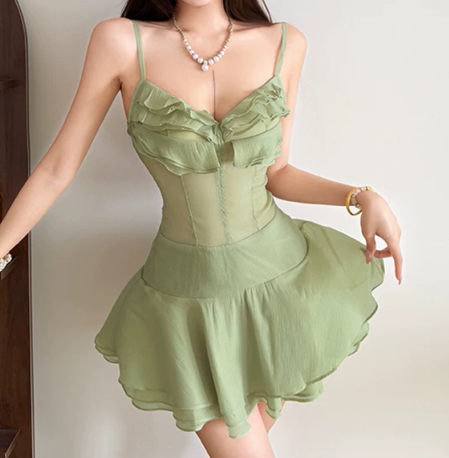 Robe courte d'été pour femme, style français, collection 2026, référence C8003