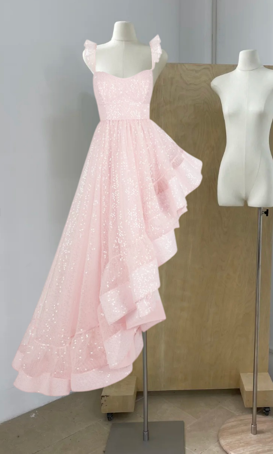 Robe de bal de princesse bustier à volants en satin long, robe de soirée C8117