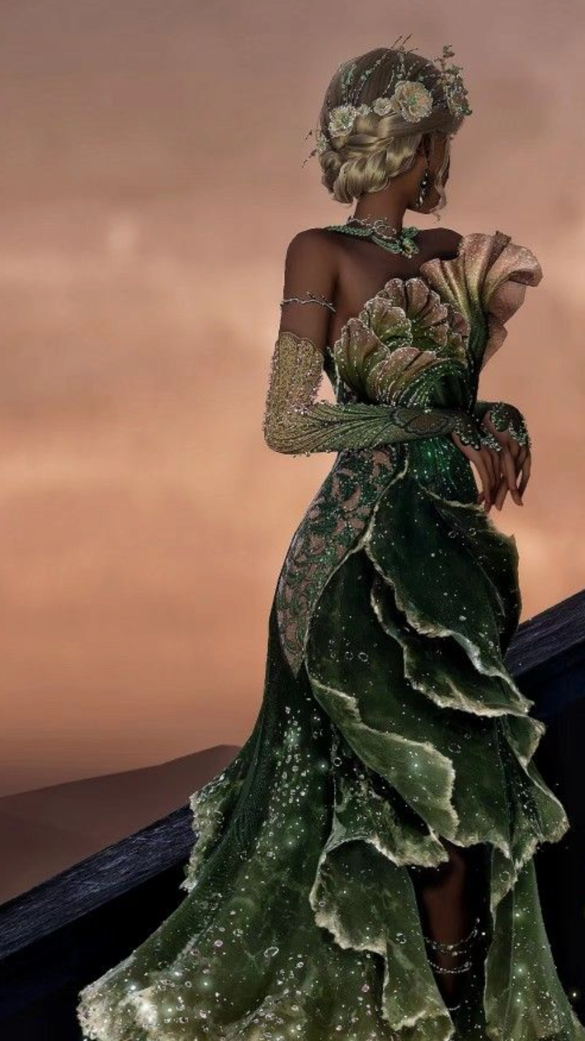 Robe de bal de princesse bustier à volants en satin long, robe de soirée C8117