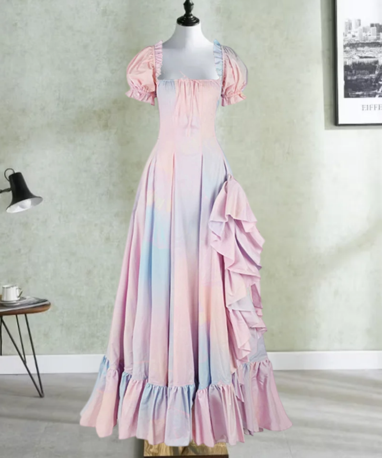 Robe de bal de princesse bustier à volants en satin long, robe de soirée C8117