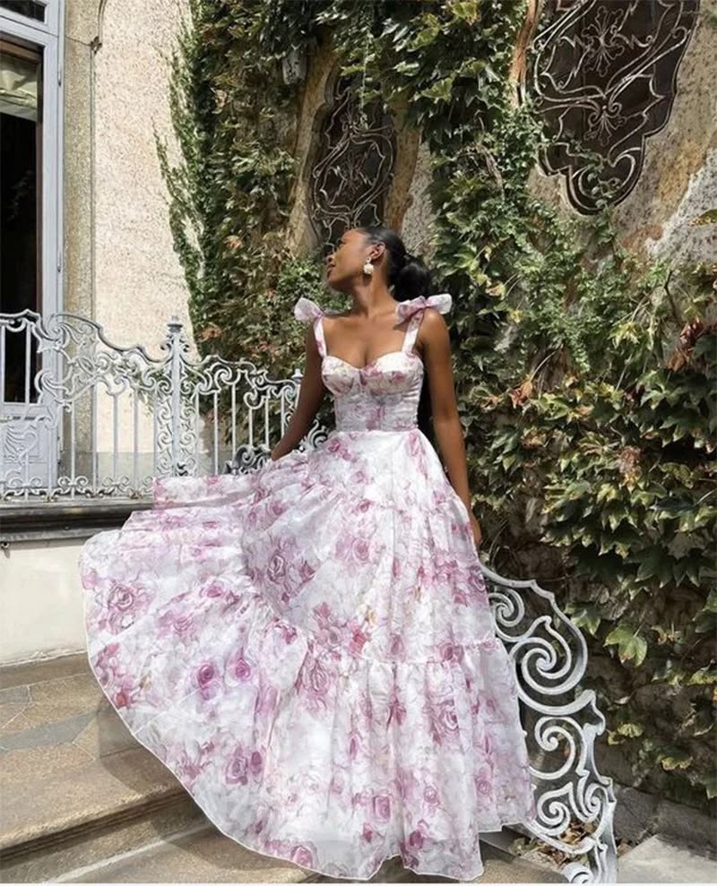 Robe de bal de princesse bustier à volants en satin long, robe de soirée C8117
