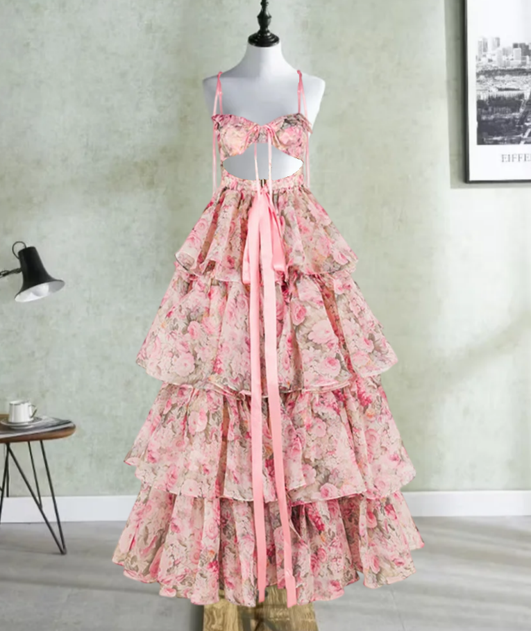 Robe de bal de princesse bustier à volants en satin long, robe de soirée C8117