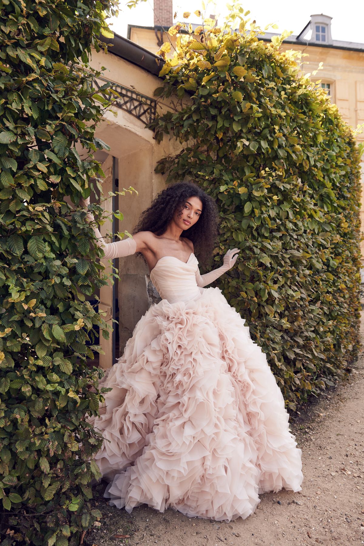 Romantic Strapless Pink Prom Dress Ruffled A-Line Evening Dress D0727
