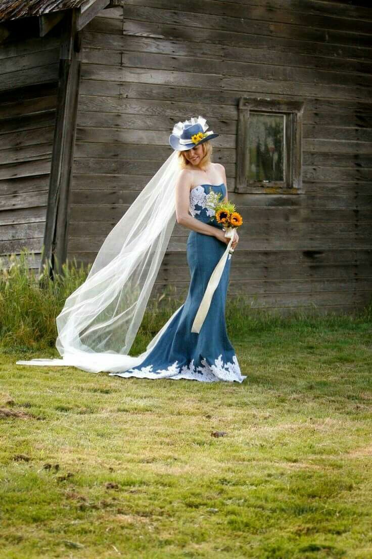 Vintage Strapless Appliques Prom Dress Blue Denim Mermaid Evening Dress D0776