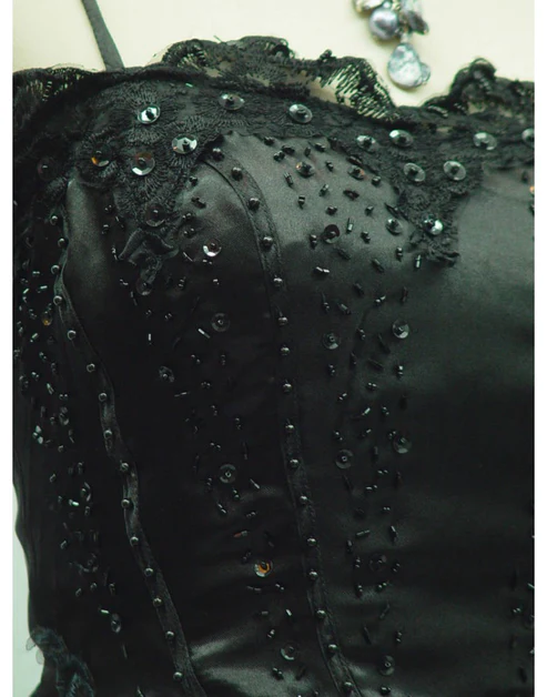 Robe de soirée sexy à bretelles spaghetti et perles, robe de bal C1323